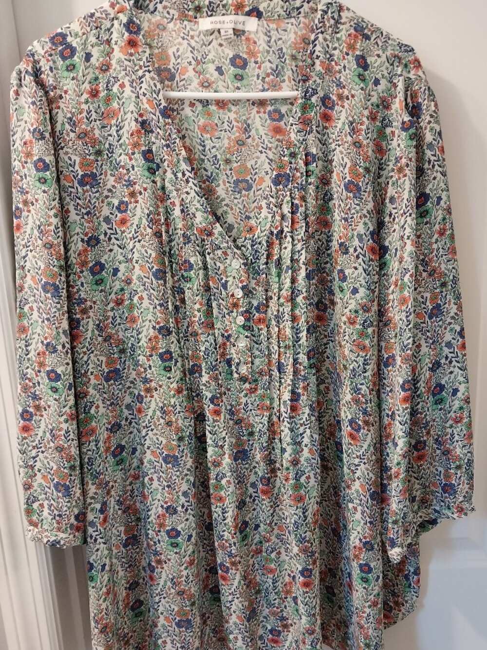 💗Rose & Olive Top 3X,  Multicolors 3/4 Sleeves, Excellent💗